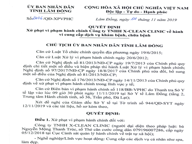 Cơ sở spa bị đình chỉ, phạt 120 triệu vì hoạt động không phép