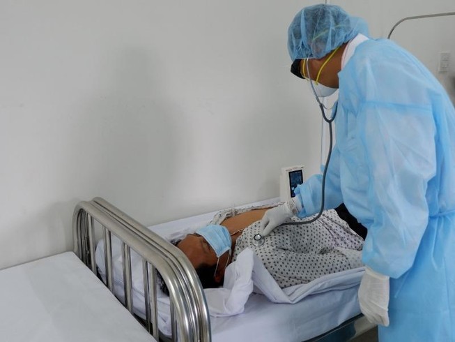 Hình ảnh diễn tập phòng, chống dịch COVID-19 tại Bệnh viện Lao và Bệnh phổi Cần Thơ. Ảnh: Bệnh viện cung cấp