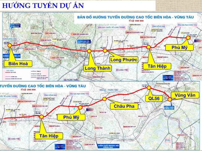 Vị trí cao tốc Biên Hòa – Vũng Tàu đoạn qua thị xã Phú Mỹ