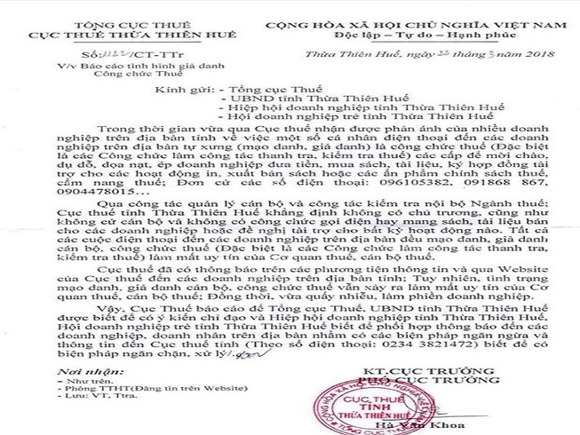Giả danh cán bộ thuế dọa nạt, ép doanh nghiệp đưa tiền