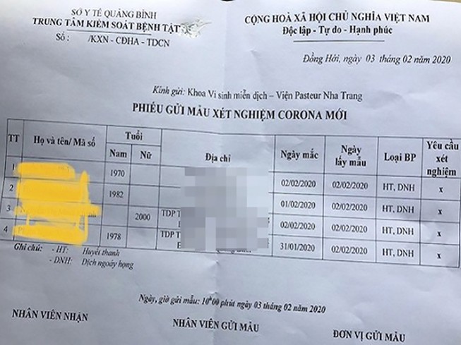 Quảng Bình cách ly 4 người nghi nhiễm Corona