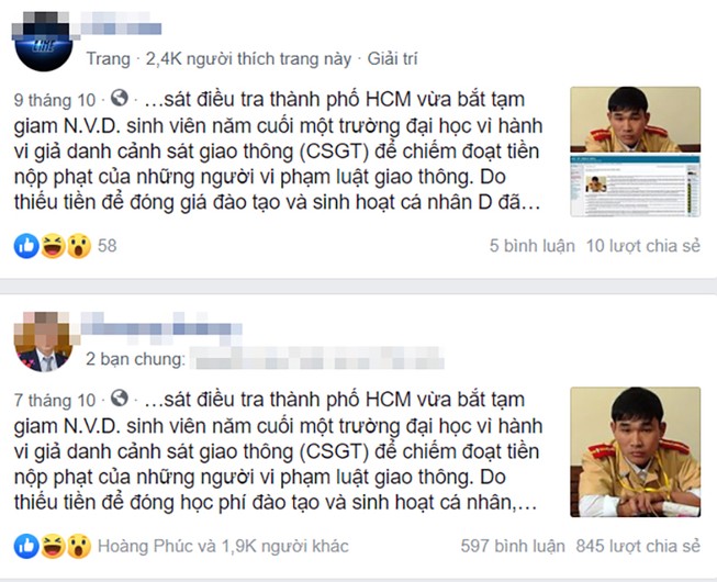 Công an truy tìm người tung tin giả về CSGT trên Facebook