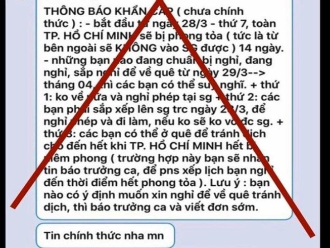 Xác định 10 tài khoản lan truyền sai tin phong tỏa toàn TP.HCM