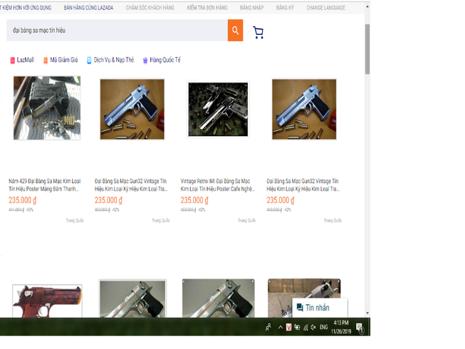 Thực hư sàn thương mại điện tử Lazada bán súng, đạn