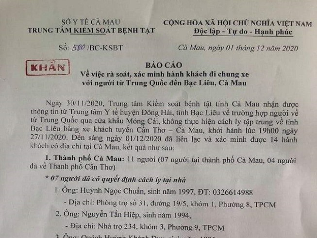 Kết quả xét nghiệm COVID-19 của người phụ nữ về từ Trung Quốc