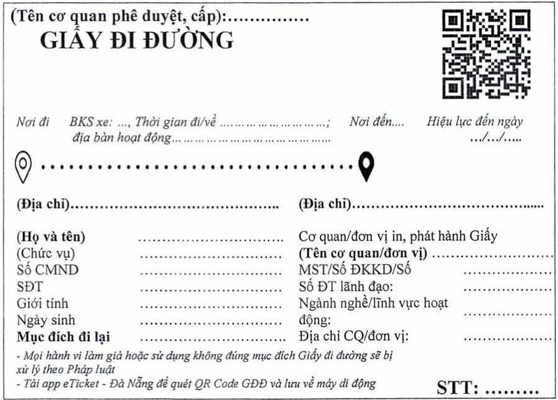 Cách đăng ký mẫu giấy đi đường QRCode mới tại Đà Nẵng - ảnh 1