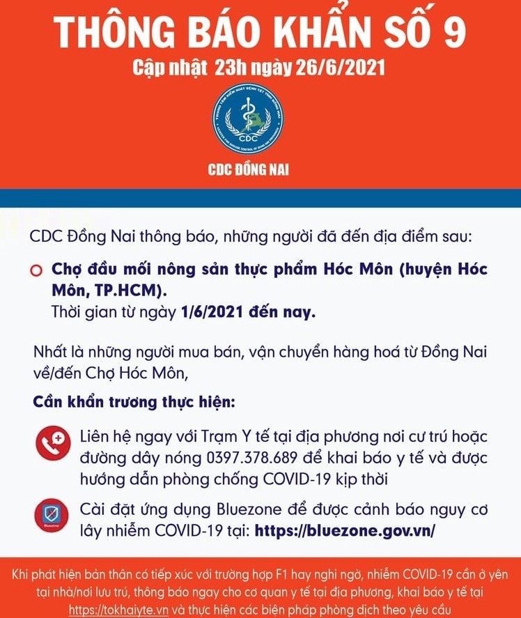 Đồng Nai: 6 người nhiễm Covid-19 liên quan chợ nông sản Hóc Môn - ảnh 1