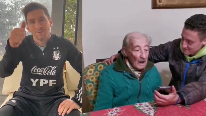 Cụ ông 100 tuổi khiến Messi ngỡ ngàng và cảm động - ảnh 1