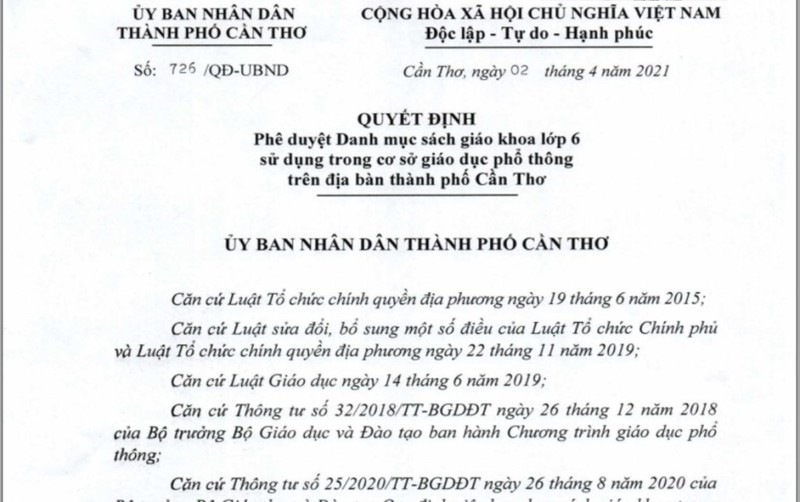 Cần Thơ: Phê duyệt danh mục sách giáo khoa lớp 2 và lớp 6 - ảnh 2