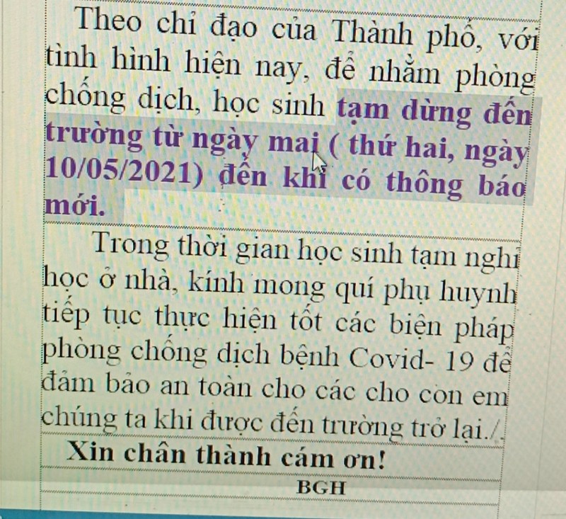 Cần Thơ: Phụ huynh bất ngờ vì học sinh nghỉ học từ ngày 10-5 - ảnh 2