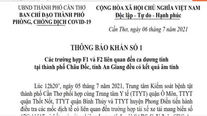 Cần Thơ thông báo 9 địa điểm liên quan ca COVID-19 ở An Giang - ảnh 1