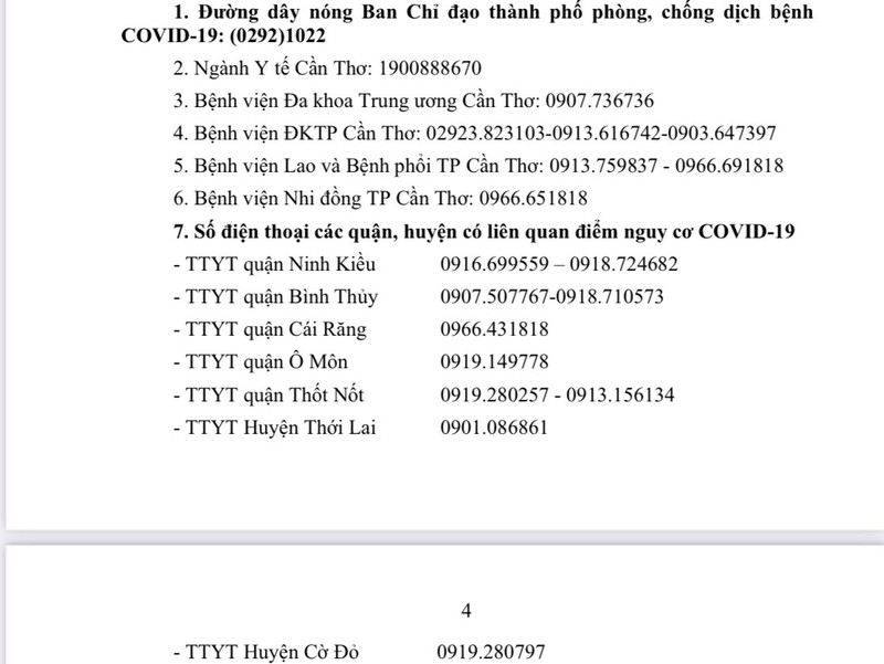 Cần Thơ: Tìm người liên quan các điểm nguy cơ COVID-19 từ ngày 18-7 đến nay - ảnh 1