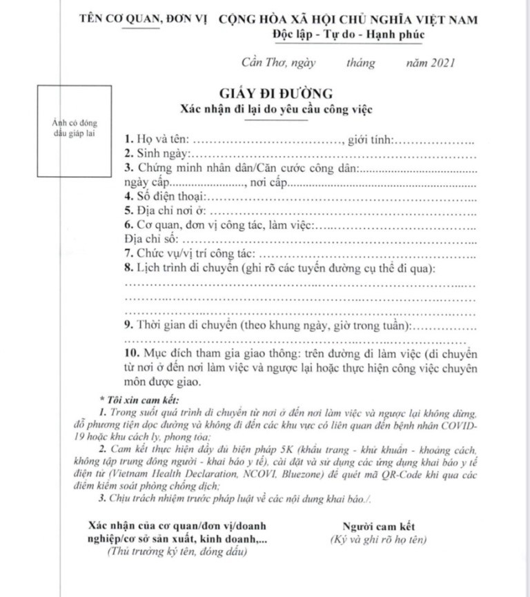 Cần Thơ: Từ 23-8, người đi làm cần mang giấy tờ gì để không bị phạt? - ảnh 2