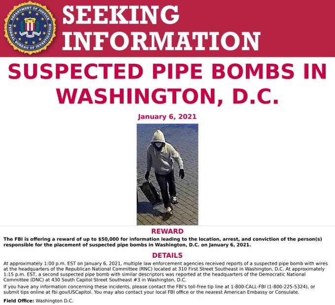 FBI treo thưởng tìm nghi phạm đặt bom ở Washington - ảnh 1