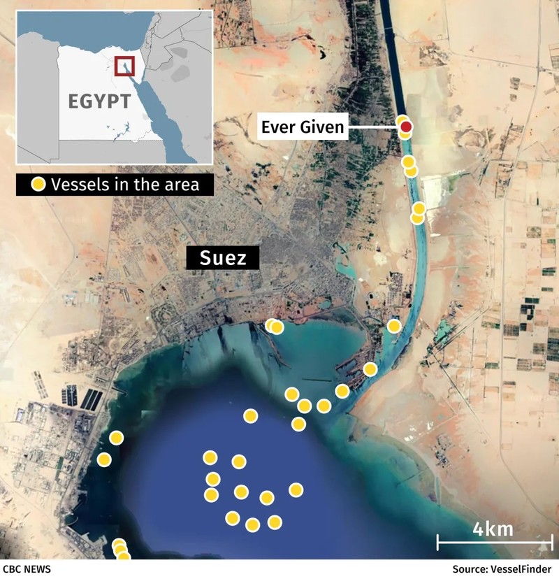 Tắc nghẽn kênh đào Suez do tàu 224.000 tấn mắc cạn - ảnh 3