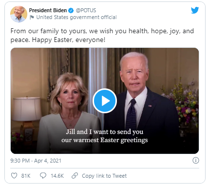 Khác biệt trong lời chúc Phục sinh của ông Biden và ông Trump - ảnh 1