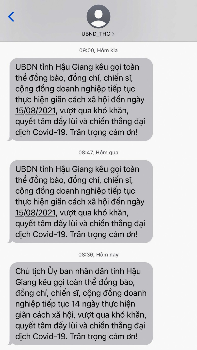 Tin nhắn 'Hậu Giang tiếp tục giãn cách' của Vinaphone là không chính xác - ảnh 1