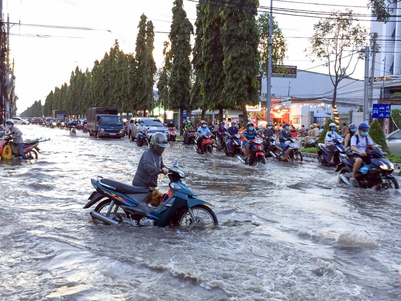 Nhiều tuyến đường nội ô Cần Thơ lênh láng nước do triều cường - ảnh 7