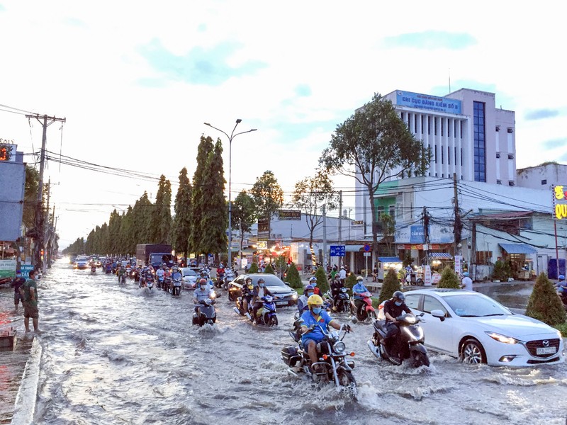 Nhiều tuyến đường nội ô Cần Thơ lênh láng nước do triều cường - ảnh 5