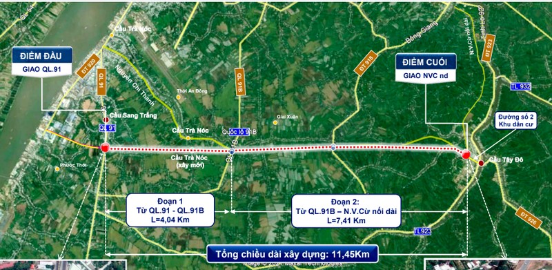 Cần Thơ phê duyệt dự án 11km đường, tổng mức đầu tư gần 1.000 tỉ - ảnh 1