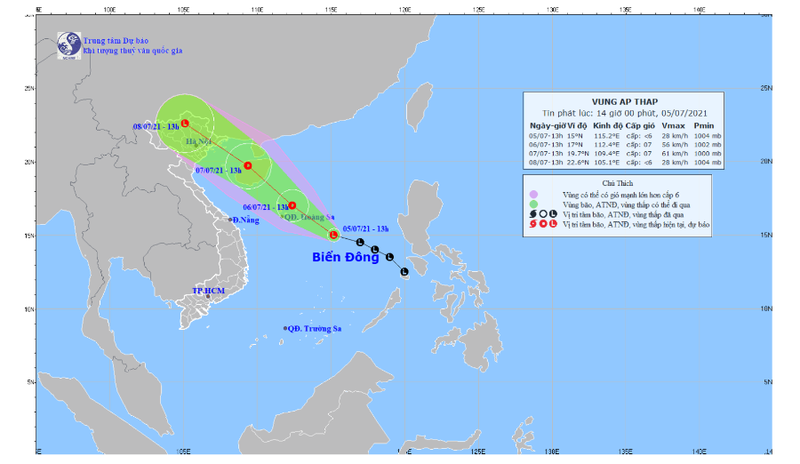 Vùng áp thấp trên Biển Đông đang mạnh lên, Bắc bộ nhiều nơi mưa to - ảnh 1