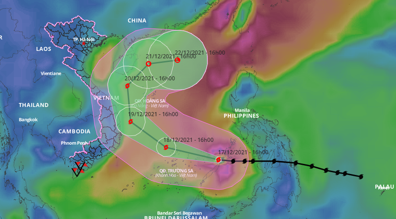 Bão RAI giật cấp 17 đã vào Biển Đông thành cơn bão số 9 - ảnh 1