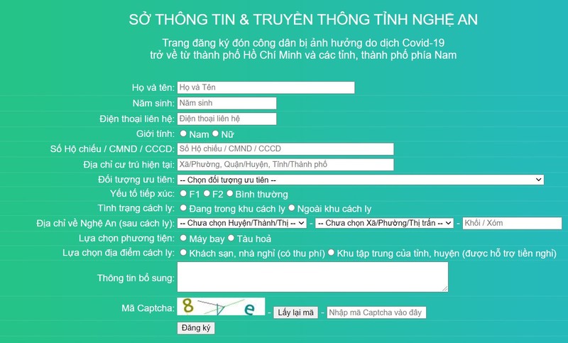 Nghệ An ra mắt trang đăng ký đón công dân ở TP.HCM và các tỉnh phía Nam  - ảnh 1