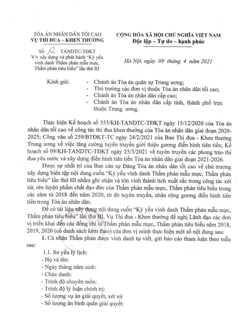 7 thẩm phán đạt danh hiệu thẩm phán mẫu mực năm 2020 - ảnh 1