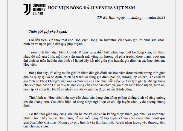 Tâm thư cảm động của Giám đốc Học viện Juventus Việt Nam gửi học trò  - ảnh 2