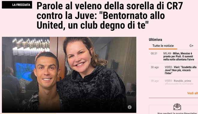 Chị gái Ronaldo làm báo chí Ý điên tiết vì lời chúc mừng em trai - ảnh 2