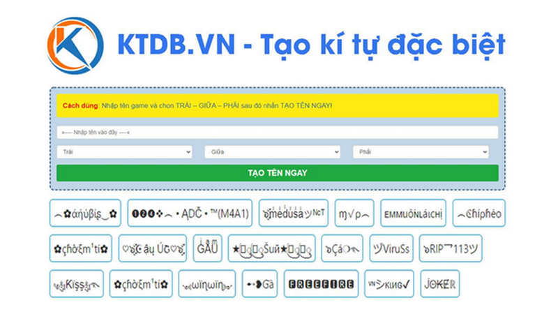 Tạo kí tự đặc biệt KTDB.VN phong cách 2021 - ảnh 1