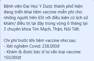 Bệnh viện ĐH Y dược TP.HCM nói về thông tin thu tiền người tiêm vaccine COVID-19 - ảnh 1