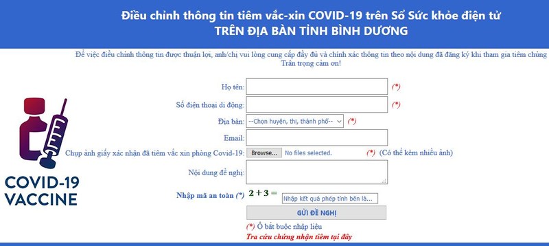 Người dân Bình Dương trực tiếp chỉnh sửa thông tin tiêm vaccine cập nhật sai - ảnh 1