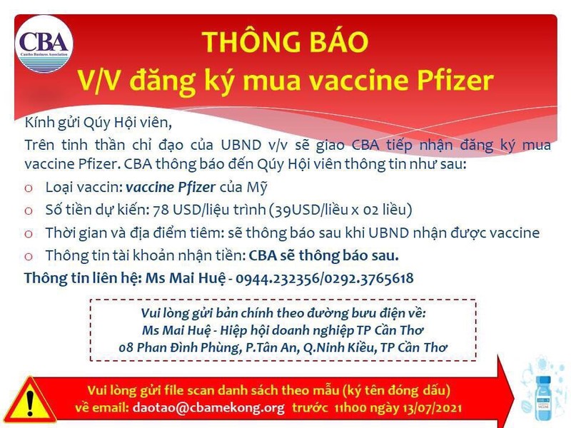 Cần Thơ thông tin về vụ đăng ký tiêm vaccine COVID-19 dịch vụ - ảnh 1