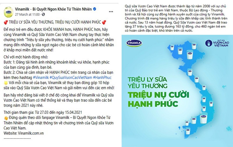 Vinamilk với chiến dịch online “Triệu ly sữa yêu thương” - ảnh 1