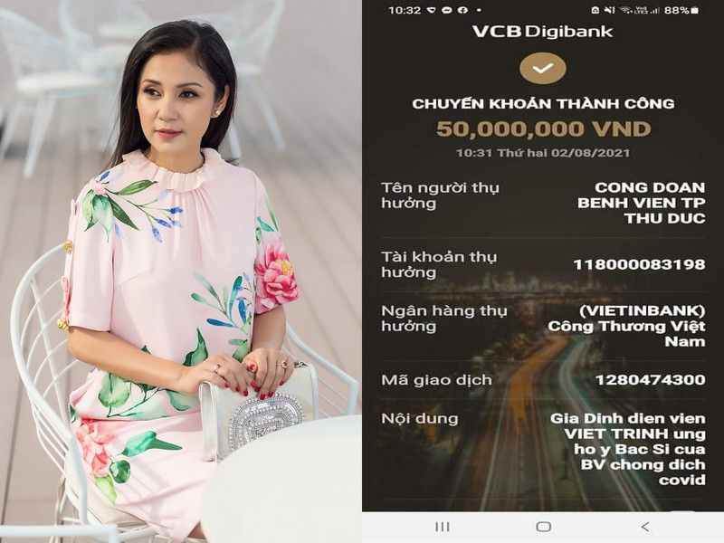 Việt Trinh ủng hộ 50 triệu đồng cho y bác sĩ bệnh viện TP Thủ Đức - ảnh 1