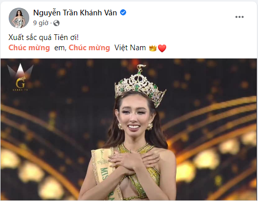 Hoa hậu, người đẹp chúc mừng Thuỳ Tiên đăng quang Miss Grand International 2021 - ảnh 2