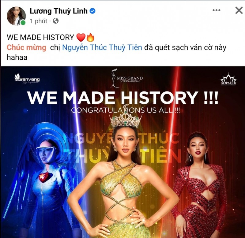 Hoa hậu, người đẹp chúc mừng Thuỳ Tiên đăng quang Miss Grand International 2021 - ảnh 7