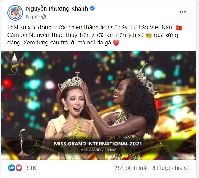 Hoa hậu, người đẹp chúc mừng Thuỳ Tiên đăng quang Miss Grand International 2021 - ảnh 14