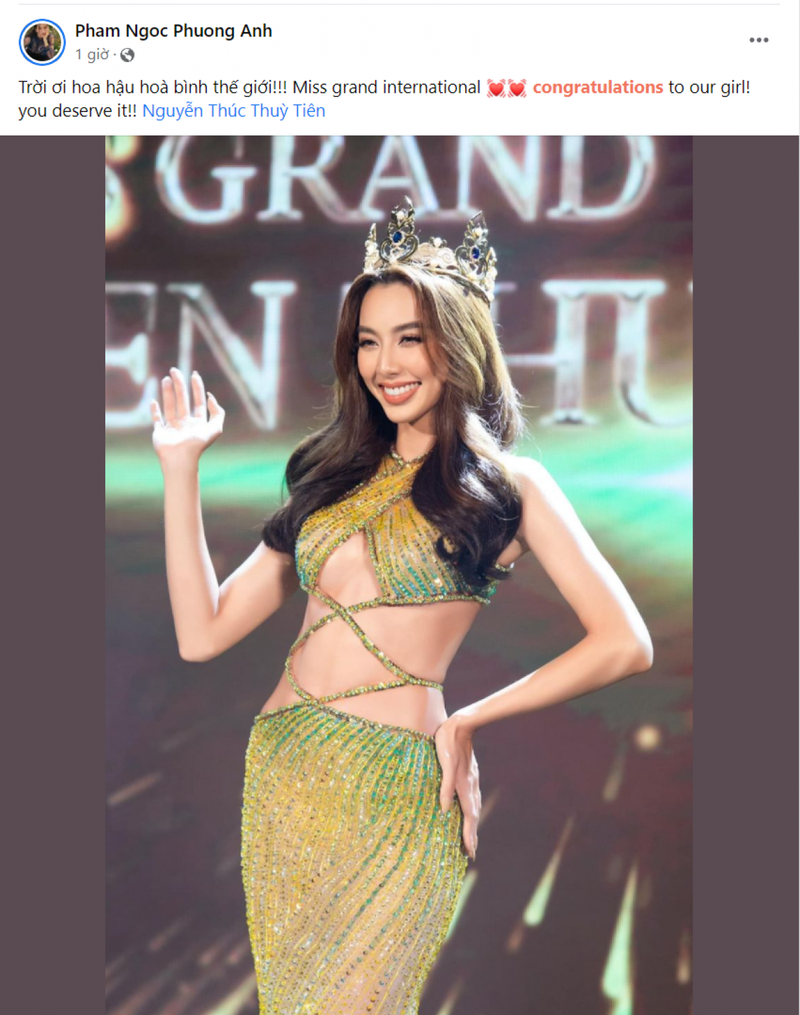 Hoa hậu, người đẹp chúc mừng Thuỳ Tiên đăng quang Miss Grand International 2021 - ảnh 12