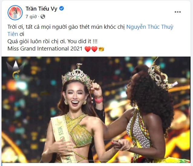 Hoa hậu, người đẹp chúc mừng Thuỳ Tiên đăng quang Miss Grand International 2021 - ảnh 5