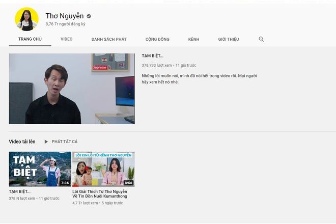 Thơ Nguyễn ẩn video tắt kiếm tiền kênh YouTube  - ảnh 1