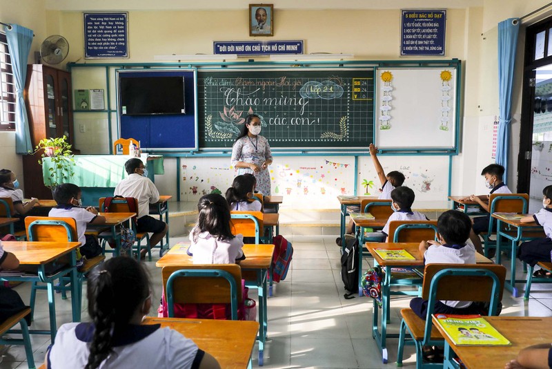 Chùm ảnh: Ngày đầu học sinh xã đảo Thạnh An trở lại trường - ảnh 8