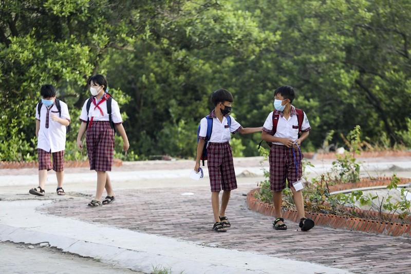 Chùm ảnh: Ngày đầu học sinh xã đảo Thạnh An trở lại trường - ảnh 10