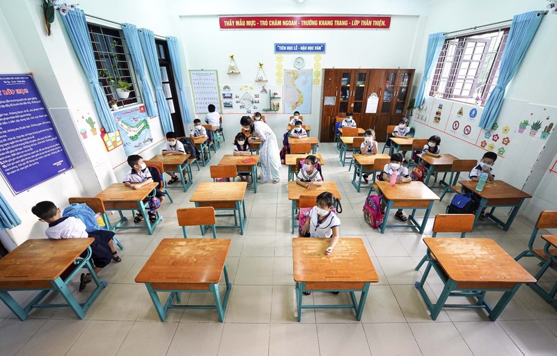 Chùm ảnh: Ngày đầu học sinh xã đảo Thạnh An trở lại trường - ảnh 5
