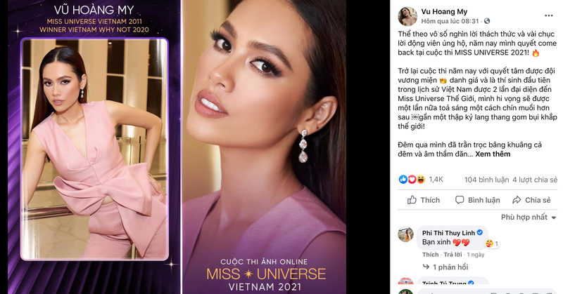 Thực hư việc á hậu Hoàng My trở lại Miss Universe VN 2021 - ảnh 1