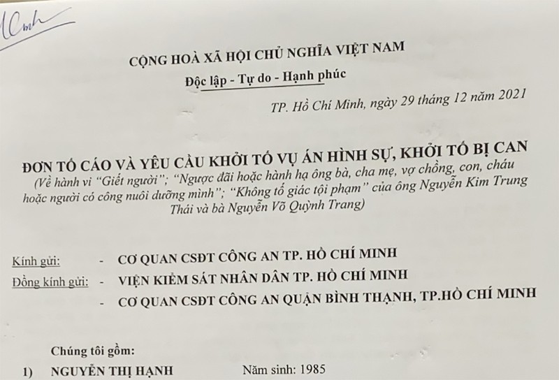 Mẹ bé 8 tuổi tử vong ở Bình Thạnh gửi đơn yêu cầu khởi tố người cha - ảnh 1