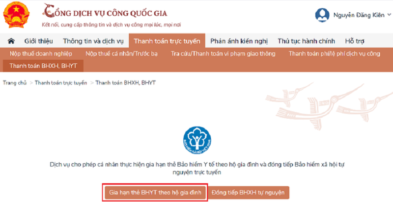 Cách gia hạn BHYT hộ gia đình online tại nhà  - ảnh 2