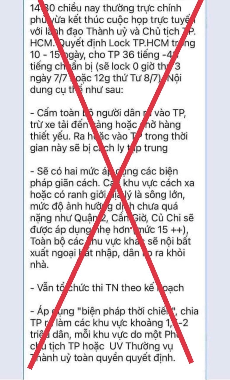 “Quyết định lock TP.HCM trong 10-15 ngày” là thông tin giả mạo - ảnh 1