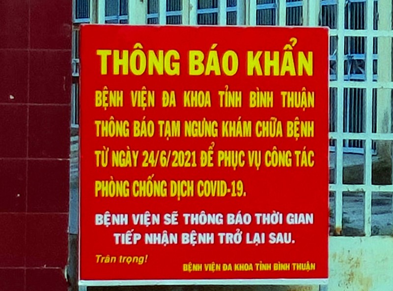  Bệnh viện Đa khoa Bình Thuận tiếp tục đóng cửa thêm 4 ngày - ảnh 1